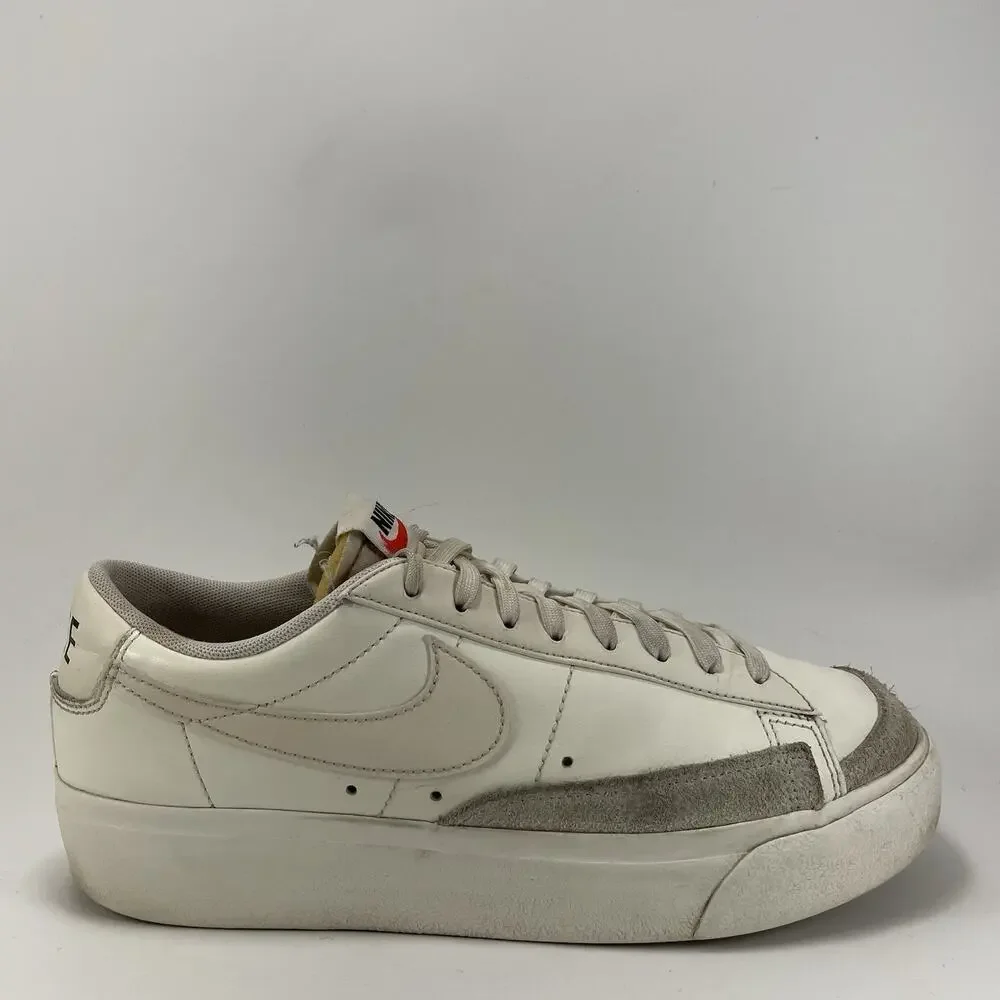 Nike Blazer Low Platform Sneakers Womens Size 10.5 White Tan DJ0292-105 Lace Up